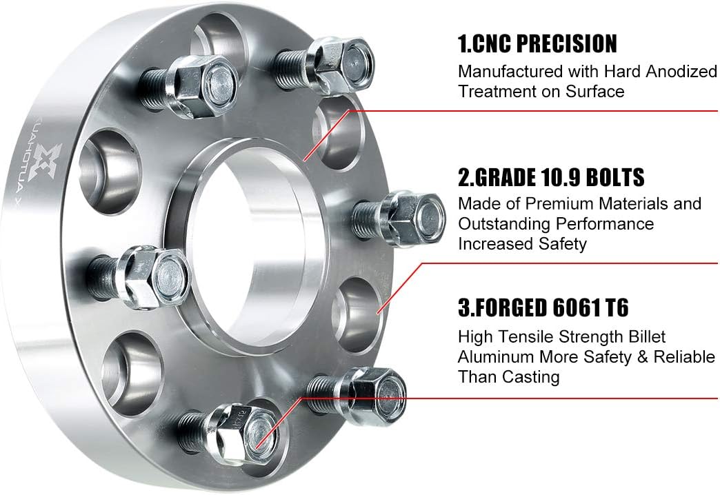 X AUTOHAUX 4pcs 6 Lug 1.5'' Thickness Wheel Spacer Adapter 6x5.5" Hub Centric Wheel Spacers Adapters with 78.1mm Hub Bore Silver Tone for Cadillac for Chevrolet for GMC