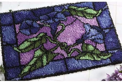 HMLOPX Kit de gancho de costura, kit de alfombra de gancho de pestillo grande rojo y azul, kit de gancho de arte floral, kit de alfombra de gancho