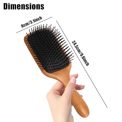 Miniatura 7 de olelo Cepillo de pelo de madera natural para cabello grueso, rizado, fino, largo, corto, húmedo o seco, respetuoso con el medio ambiente, cepillo de