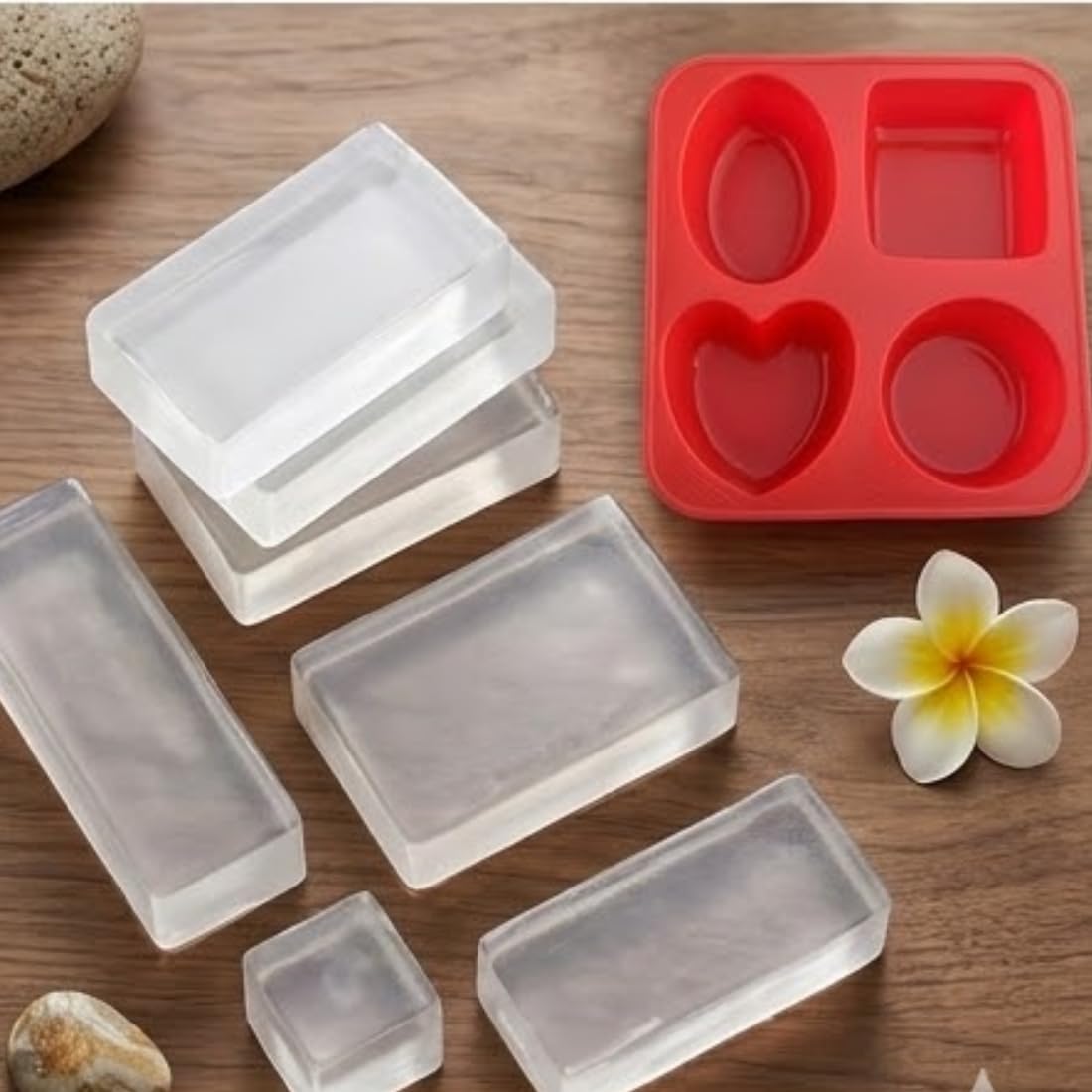 Glycerin Soap Base 500gm + 1 Siliconne Soap Mould Pure Transparent Soap Making Base-picture-11