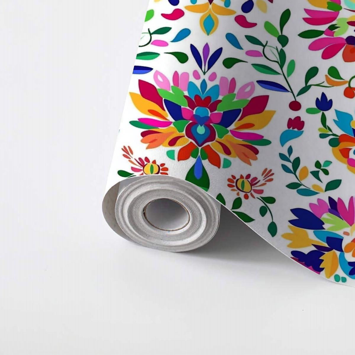 VGHUYEVOGERE Peel and Stick Wallpaper Seamless Mexican Otomi Style Bright Pattern Butterflies Flowers Self Adhesive Wall Mural Contact Paper Renter Friendly Wall Paper for Kitchen Bedroom 24"x118"