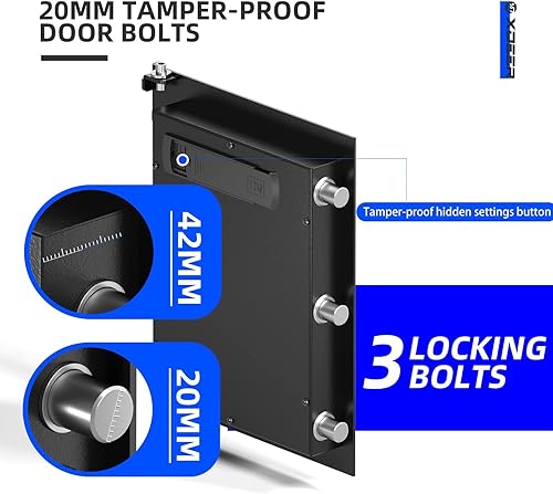 Miniatura 5 de XDeer Caja de seguridad biométrica con bolsa ignífuga, caja de seguridad de acceso rápido con huella digital mejorada, caja de seguridad de acero