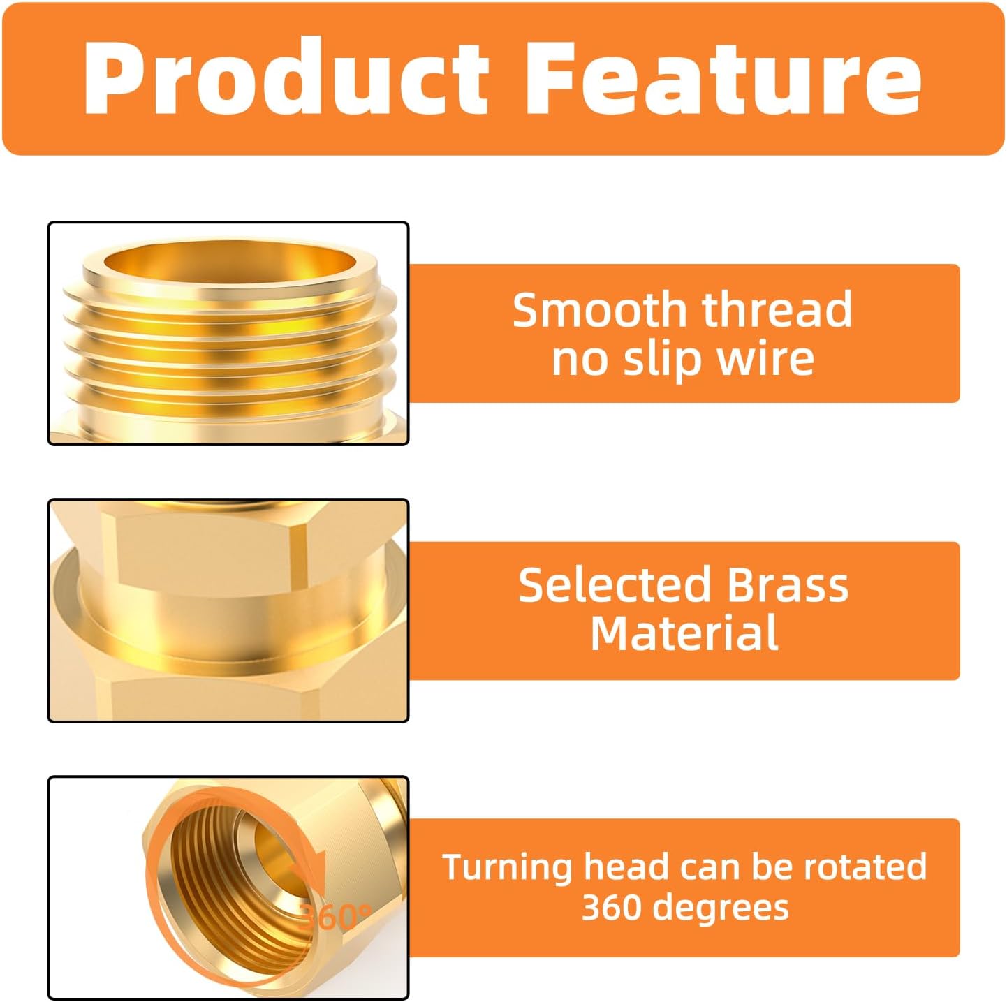 GASHER 5Pcs Garden Hose Swivel Connector, 360 Degree Male to Female Hose Adapter, 3/4GHT Garden Hose Swivel Fitting for Outdoor Watering Tasks
