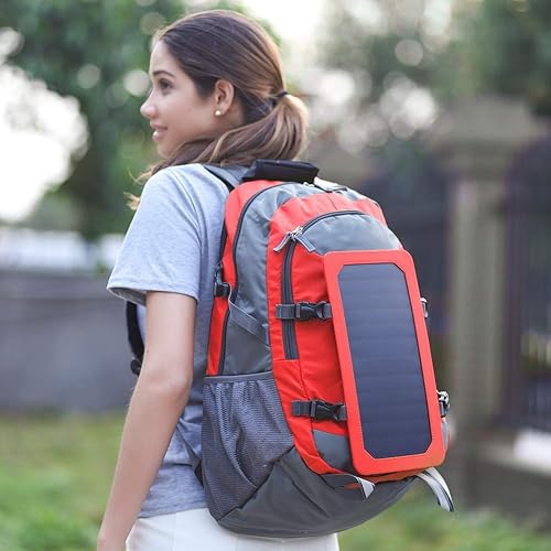 Miniatura 9 de Mochila de senderismo para ciclismo, mochila solar para camping, mochila de viaje de carga, bolsa de hombro para ciclismo, senderismo, camping, Rojo