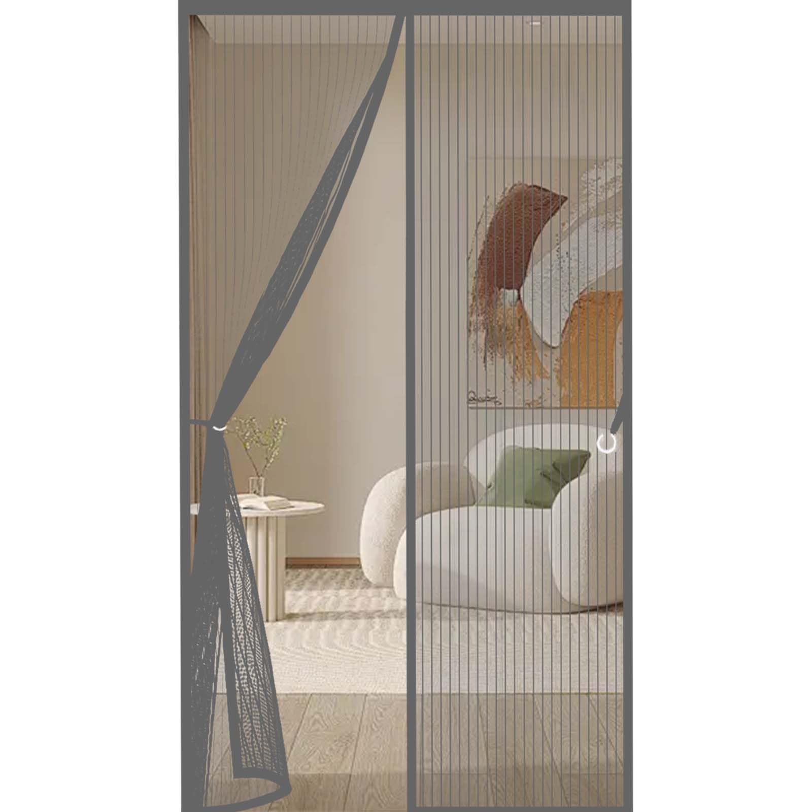 Magnetic Screen Door 154 x 249 cm Durable, Keeps Bugs Out, Kid and Pet Friendly Fly Insect Screen Door Mesh Curtain Lets Fresh Air in, Hundreds of Sizes, Grey
