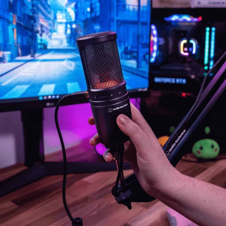 Audio-Technica AT2020USB-X Cardioid Condenser USB Microphone with Microphone Arm + Wind Screen Pop Filter + Cleaning Cloth (4 Items) - Image 9