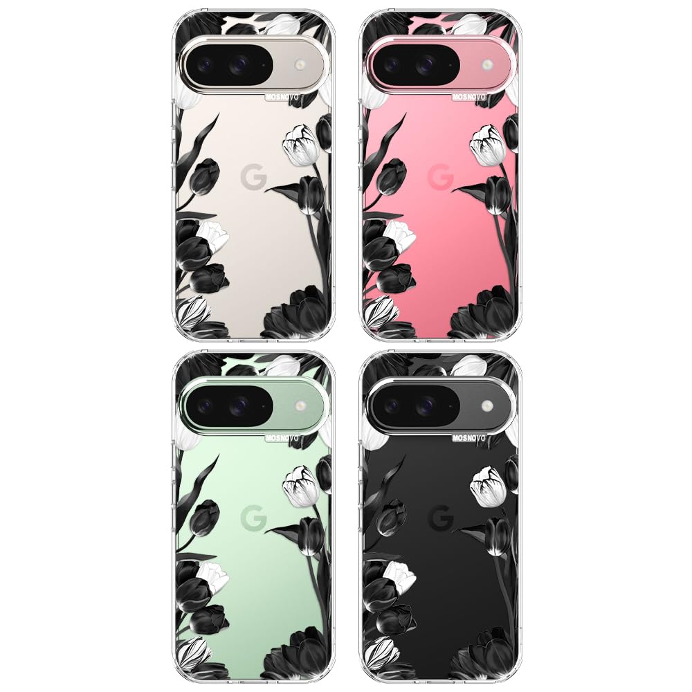 MOSNOVO Case for Google Pixel 10 & Pixel 10 Pro, [Buffertech 6.6ft Military-Grade Drop Protection] [Anti Peel Off Tech] Clear TPU Bumper Phone Case Cover Design - Cute Cherry — view 404