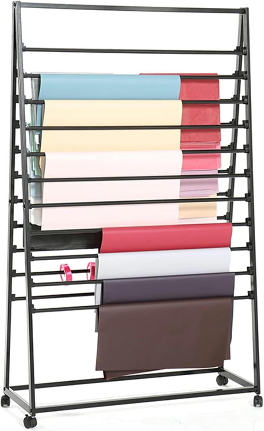 Modern Upright Multi-Purpose Display Rack Holder Shelf for Scarf/Towel/Wrapping Paper/Headcloth, Movable Large Capacity Modern Organizer with Wheels~/