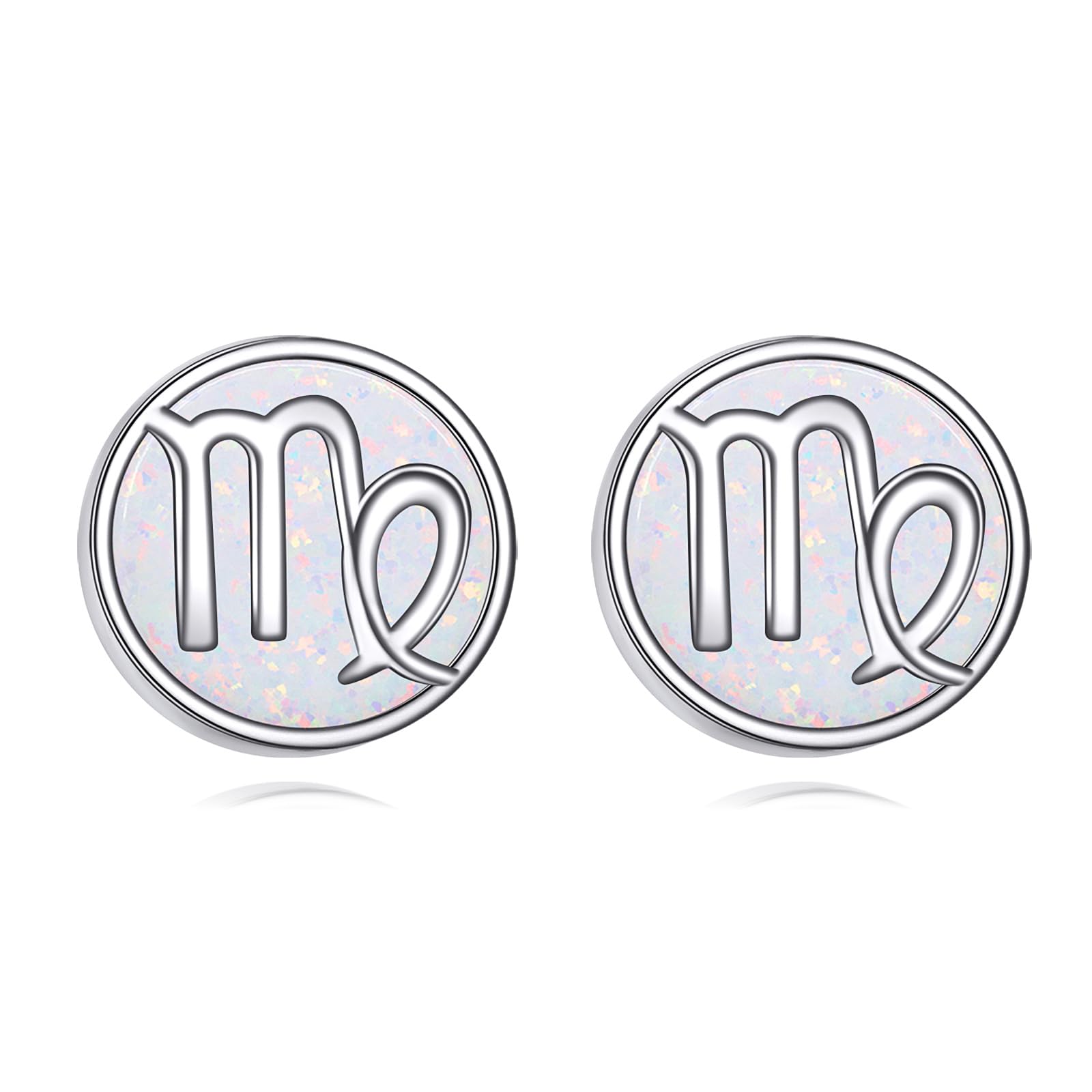 Sternzeichen Ohrringe für Damen Mädchen 925 Sterling Silber Konstellation Ohrstecker Weißer Opal Sternzeichen Schmuck Geschenk