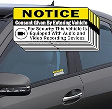 (Set of 8) Notice Audio and Video Recording Consent Stickers – Double-Sided Self-Adhesive Signs – Dashcam Warning Decals for Rideshare, Taxi, and Commercial Vehicles – Durable & Weatherproof