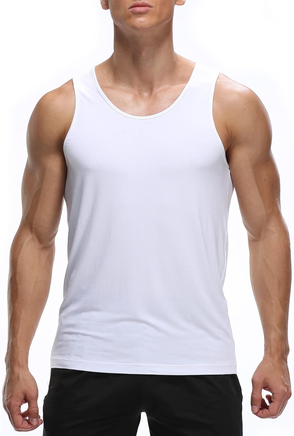 COLORFULLEAF Men's Bamboo Rayon Undershirts Tank Tops Men Crew Neck Stretchy Tank Shirts Pack(1 or 3) - Image 3