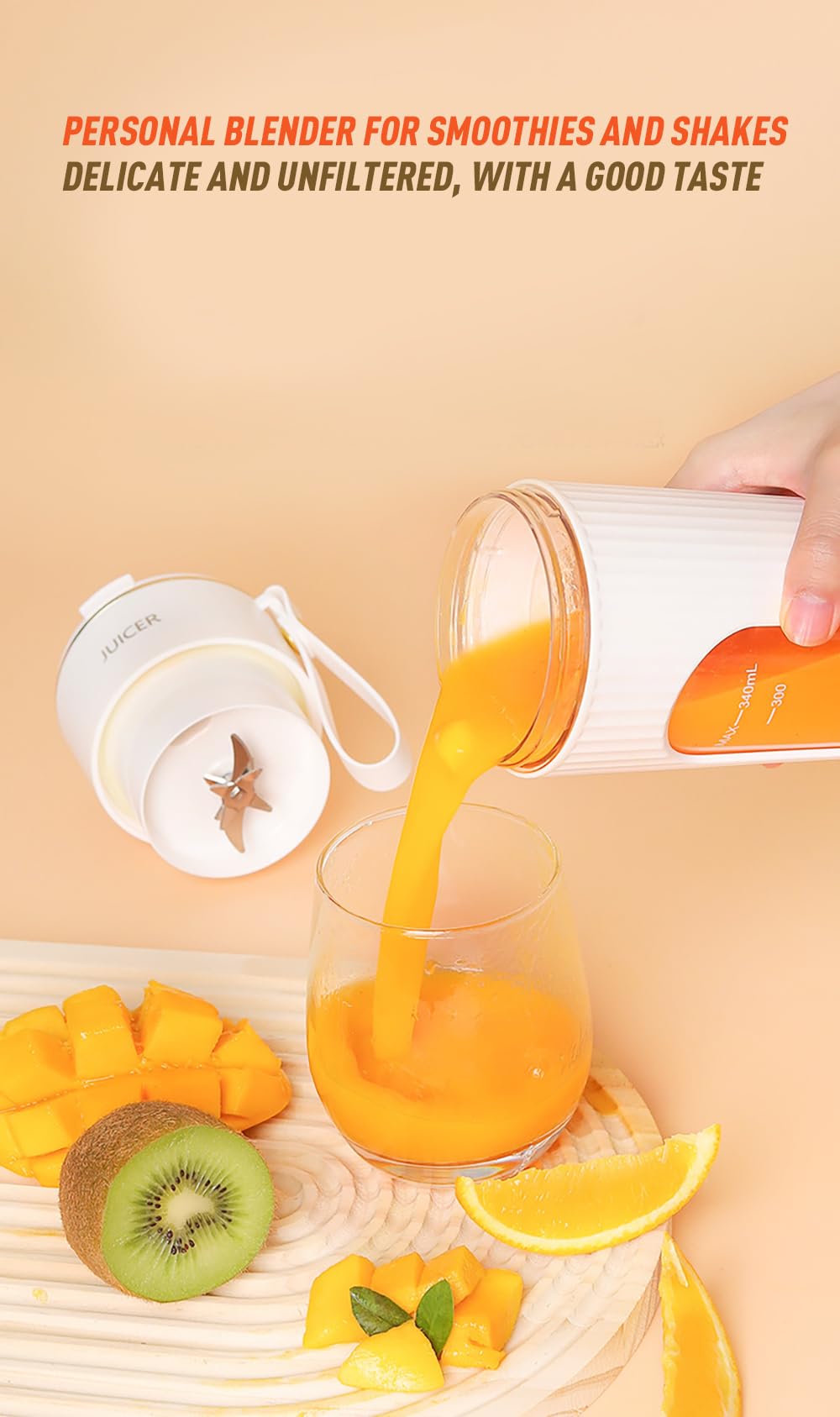 Personal Blender for Smoothies and Shakes,12oz Cordless Juice Blender with 14 Blades,Portable Juicer Cup with Digital Display,USB Rechargeable for Kitchen Office Gym Travel (Green)