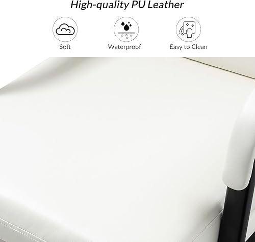 Miniatura 8 de HULALA HOME Silla moderna de piel sintética para oficina en casa con bloqueo de inclinación y base de metal, silla de escritorio con ruedas y cojín