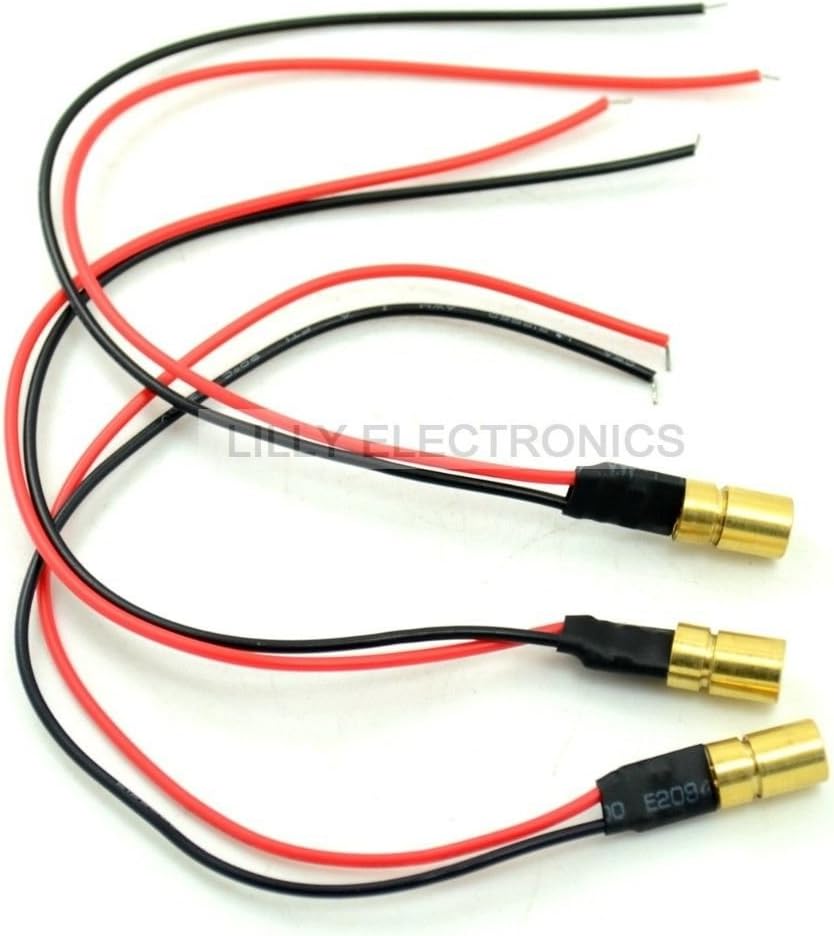 3pcs/lot Mini Type Orange Red Diode Lasers 635nm 3mw Laser Dot Module 6x10mm w/ Cable