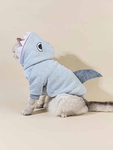 Miniatura 4 de QWINEE Sudadera con capucha para perro de tiburón, abrigo cálido para cachorro, sudadera para Navidad, Halloween, disfraz de perro, ropa de invierno