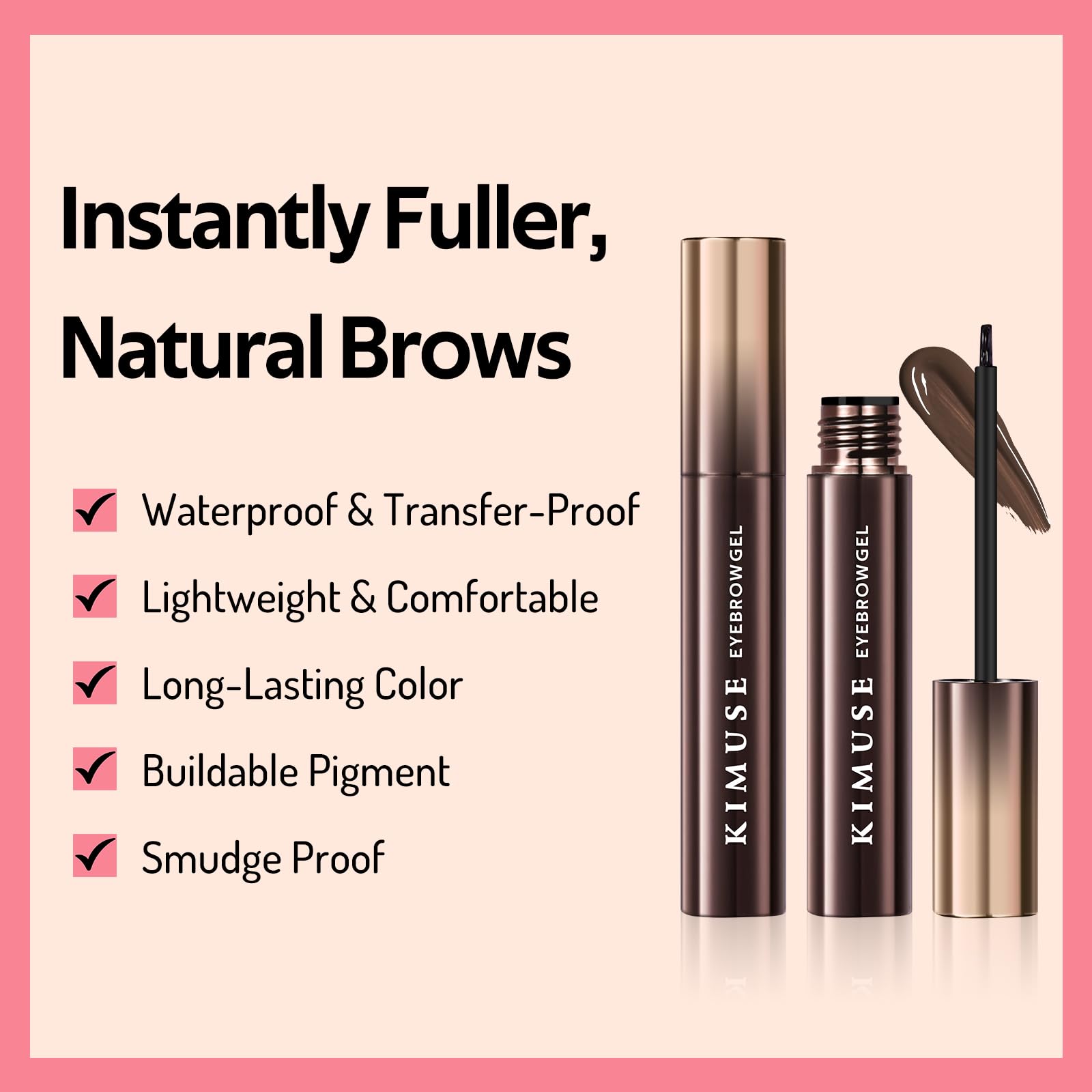 KIMUSE Eyebrow Gel, Tinta per Sopracciglia a Lunga Tenuta, Gel per Sopracciglia Impermeabile, Anti-Transfer, Antisfumatura, 0.17oz
