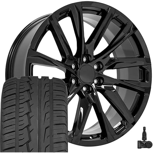 OE Wheels CA90 24 Inch Rims and Tires Fit Escalade Style 6x139.7 24x10 Gloss Black - Hollander 4875 - iMove Gen2 AS 295/35-24 (Set of 4)