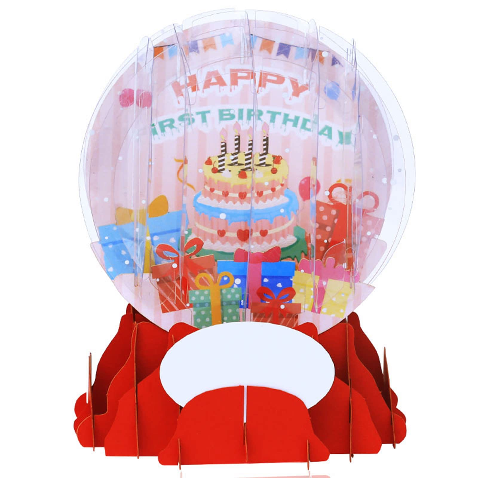 Kalttoy 3D Cake Crystal Ball Happy Birthday Blessing Message Cards for Couple Wife Wedding Anniversary Cards Supplies Happy Birthday Greeting Card for Men