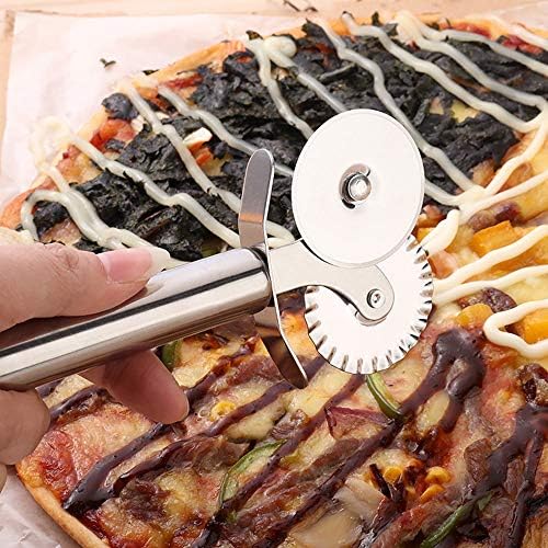 Stainless Steel Double Wheel Pizza Cutter Pizza Slicer Pizza Wheel Pastry Slicer Multi-use Kitchen Gadget