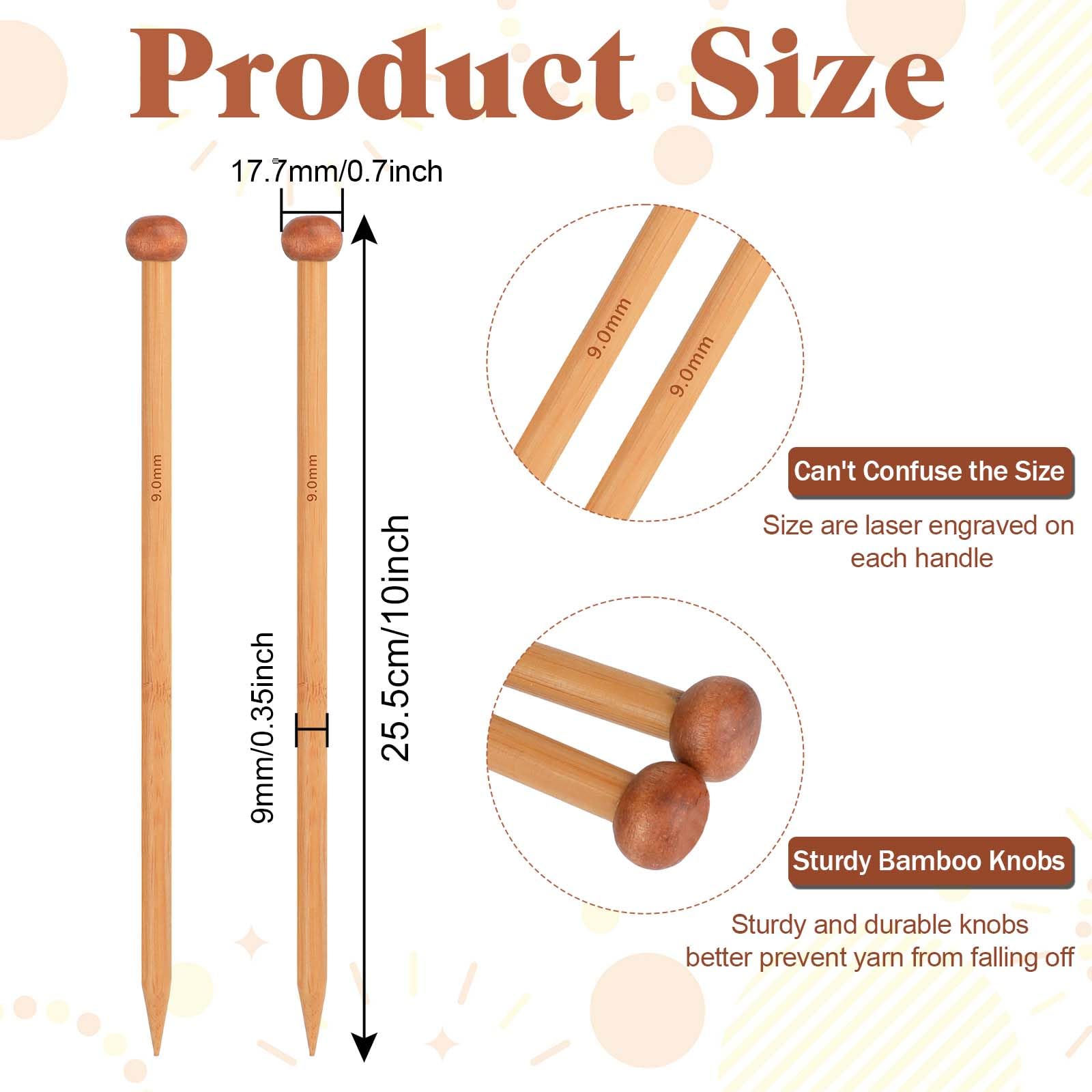 Aiguilles à Tricoter En Bambou N°9 (35cm) - La Droguerie