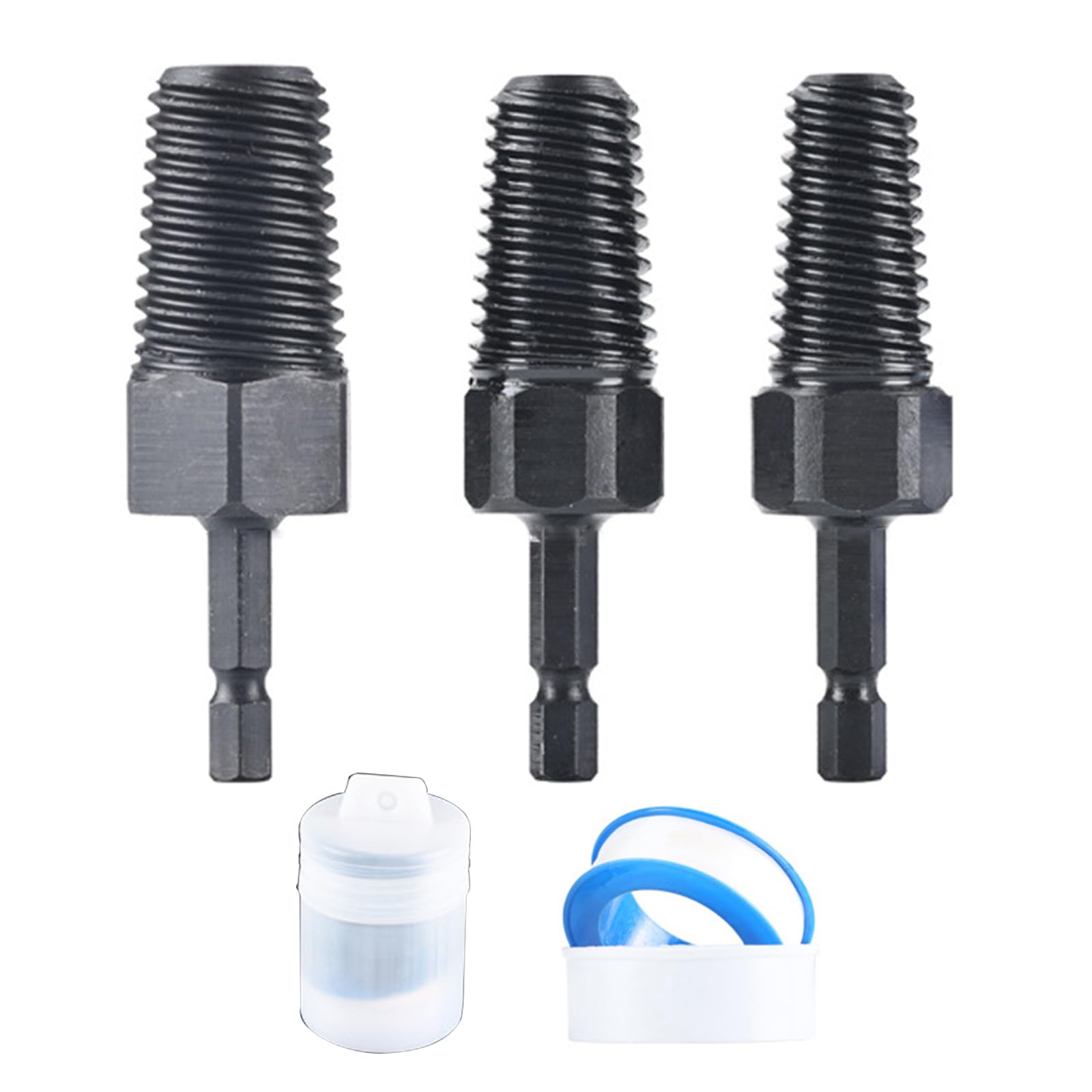 NEWFT 1 / 2Inch 3 / 4Inch 1Inch Pipe Thread Extractor Nut Removal Hexagonal Shank Design for Brokend Screw Removal in Plumbing Brokend Screw Extractor for Pipes