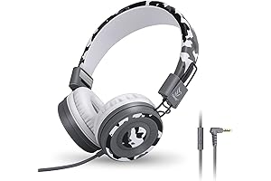 C89 Kids Headphones: Camo Grey Headphones for School, Travel, and Everyday Use