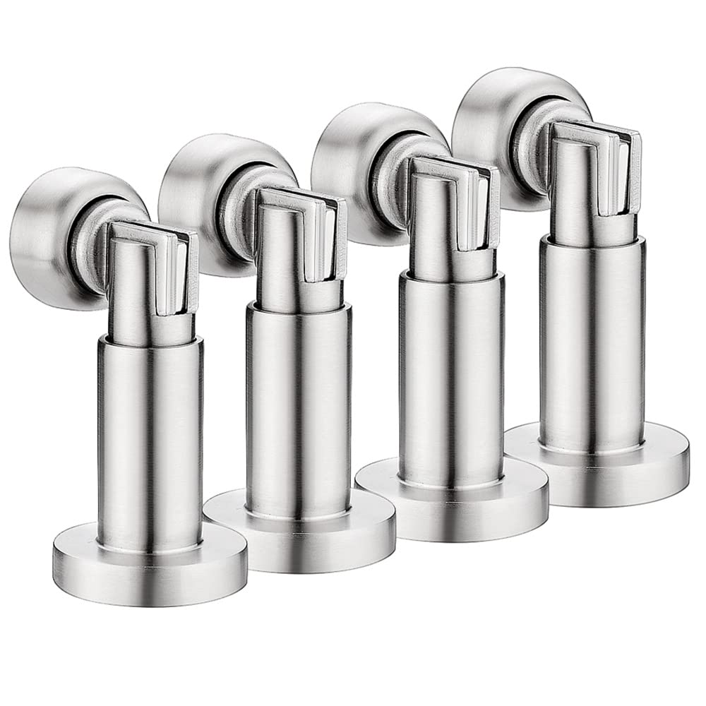 Tope de puerta magnético de acero inoxidable cepillado con tornillos ocultos, 4X