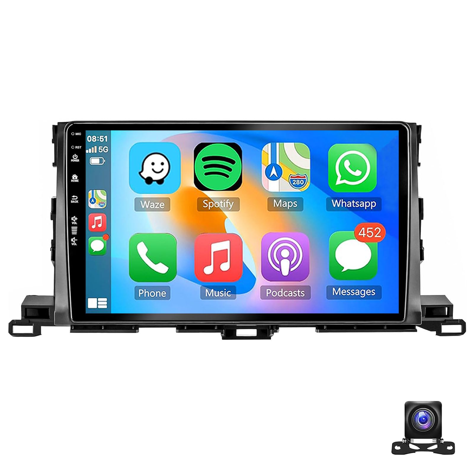 Car Radio For Toyo-ta Highlander 2013-2018 With Wireless Carplay And Android Auto 10 Inch HD Touchscreen Android 15 Car Stereo DSP GPS Bluetooth WiFi SWC Mirror Link AHD Backup Came(Size:8Core 8+128G)