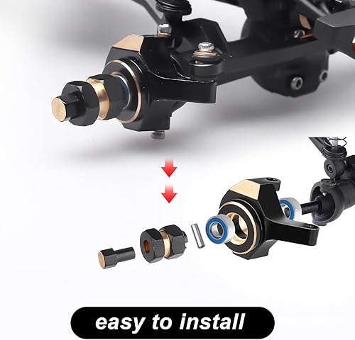 Miniatura 4 de Hobbypark Soportes de latón para nudillos de dirección y latón extendido de 0.276 in, adaptadores de cubos hexagonales para Axial SCX24