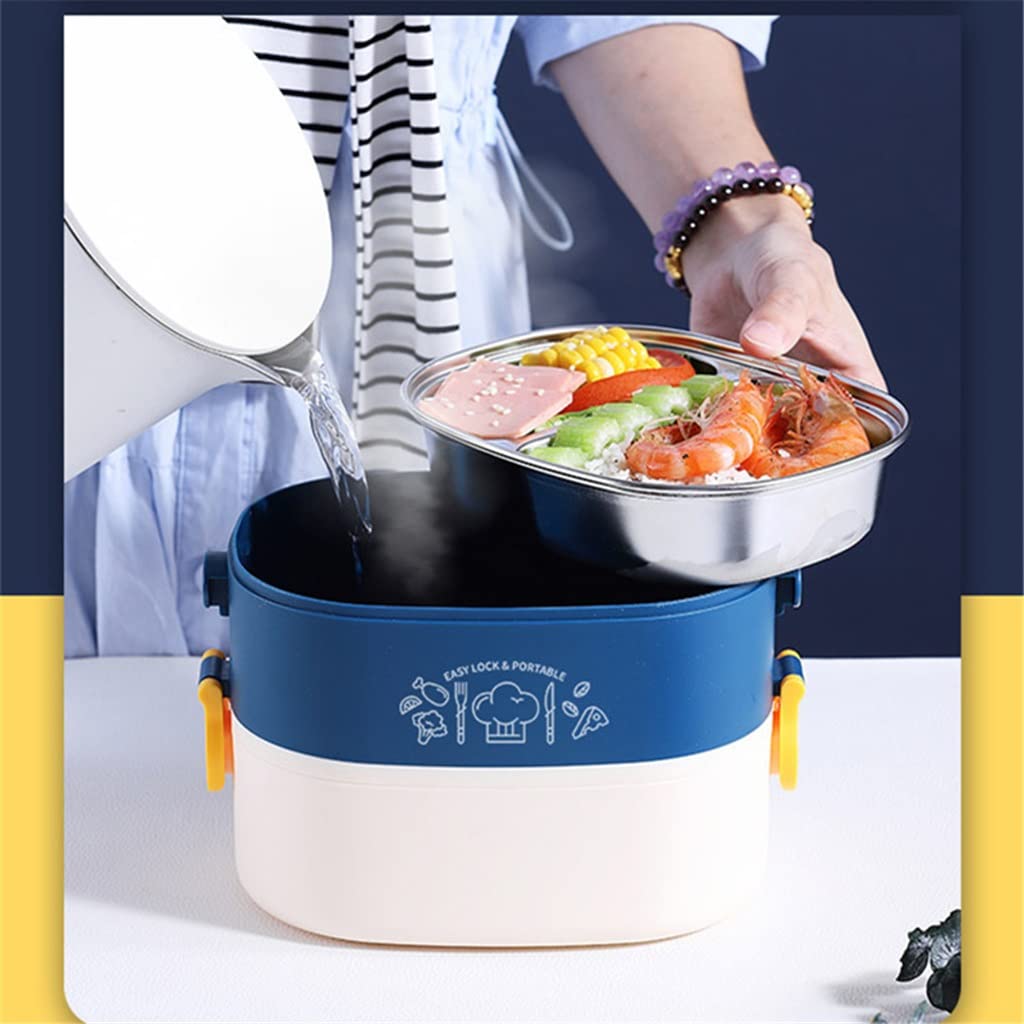 Scatola di Pranzo in Acciaio Inox Portatile DOPPIATORE Layer Set di stoviglie Set Bento Ufficio Lavoratori Bento Box Carrying Bento Box(3-Pack)