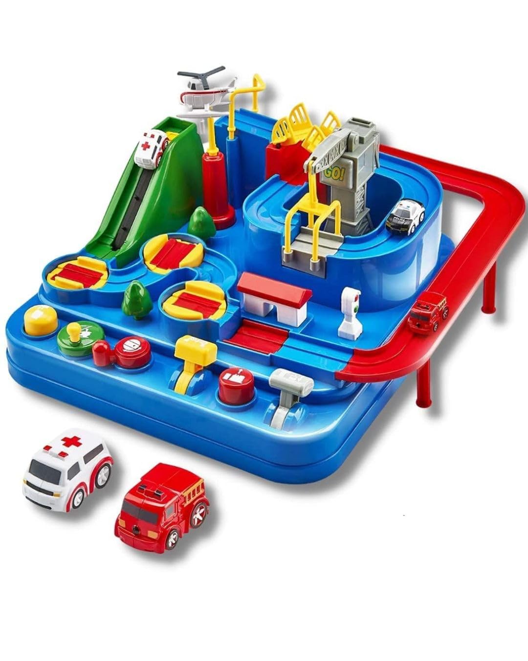 New Kids Car Race Tracks Car Adventure Toys City Rescue Toy Vehicle Puzzle Car Track Playsets for Boys (Multicolor)