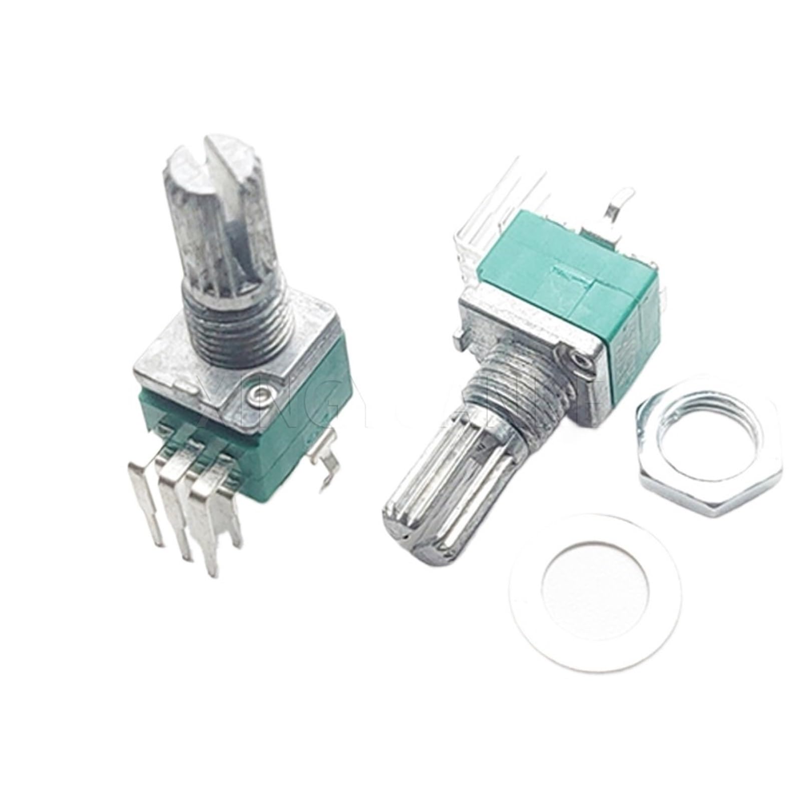 3 SZTUK RK097G 097 Typ Podwójna pionowa zakrzywiona podstawa 6pin A50K A503 regulator głośności, potencjometr długość trzonu kwiatowego 15 mm (50 K omów)