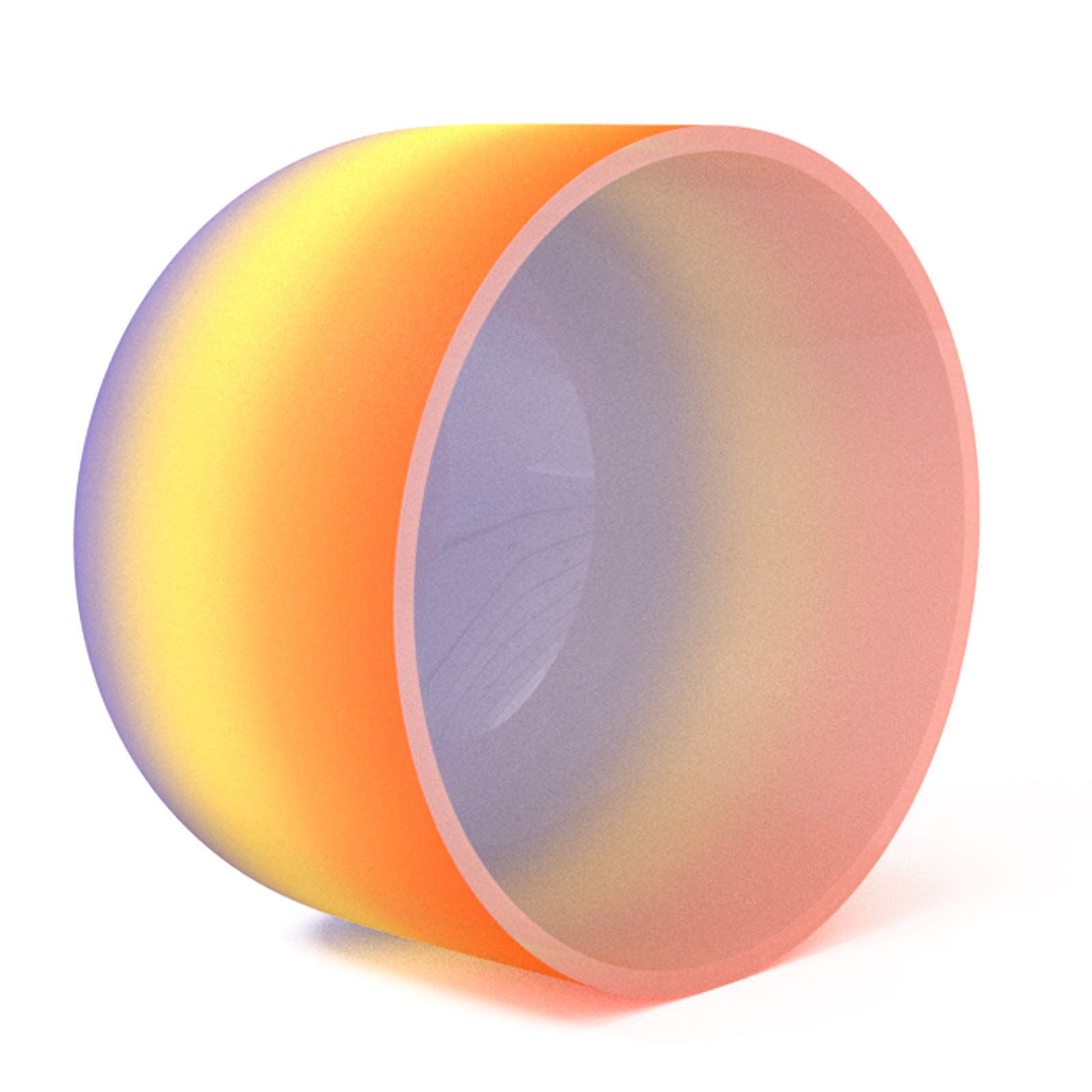 440 Hz 20 cm givré Perfect Pitch Cœur Chakra Bol chantant en cristal Quartz Bol chantant avec joint torique et de nouveaux Cristal Maillet (20 CM, Orange arc-en-ciel)