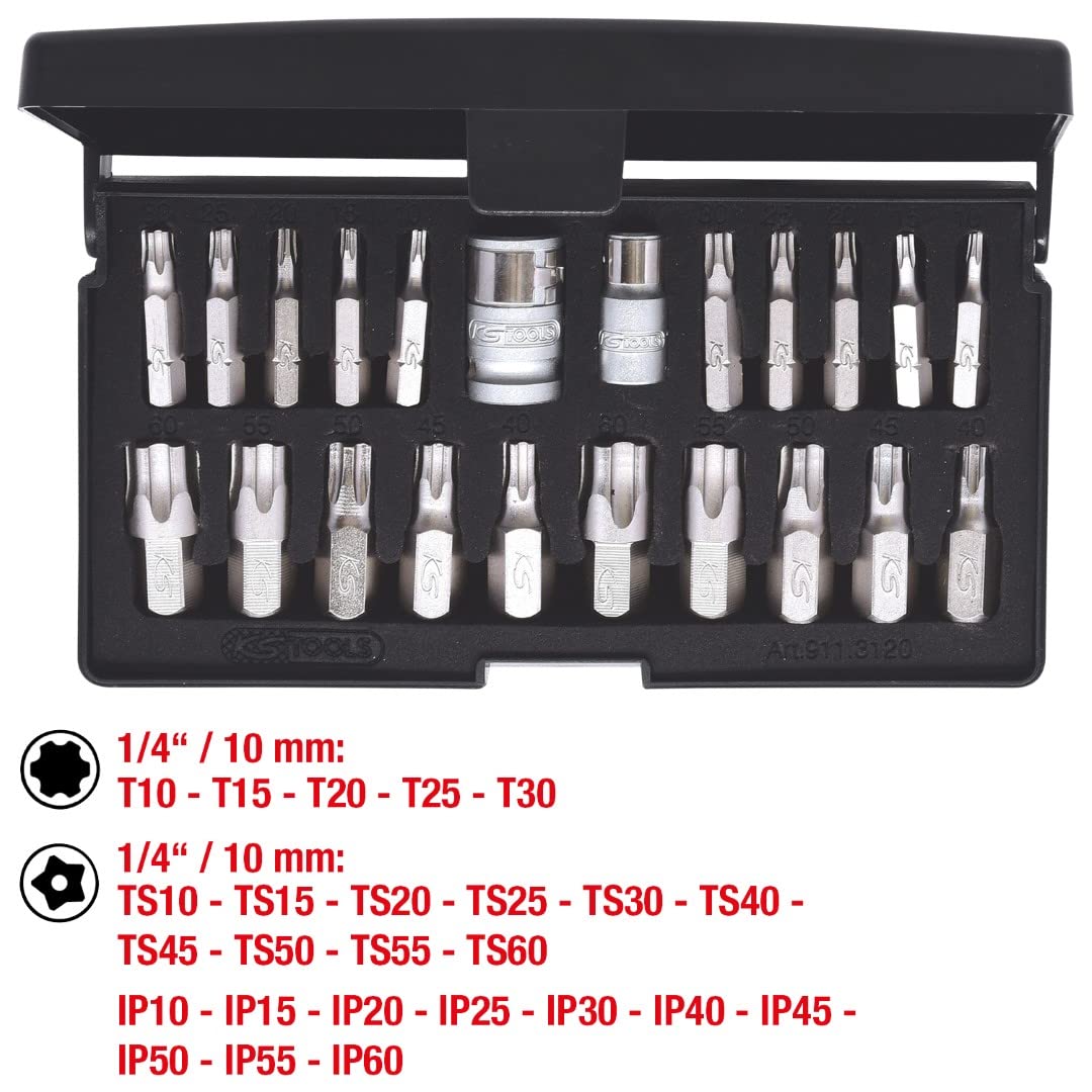 KS Tools 911.3120 Jeu de douilles torx plus 23pcs | Jeu d'embouts TORXplus, 23pcs