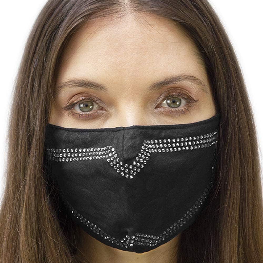 Jessica Mcclintock 2 Face Masks per Pack 1 Solid (Black) 1 Stone (Plum) : Clothing, Shoes & Jewelry