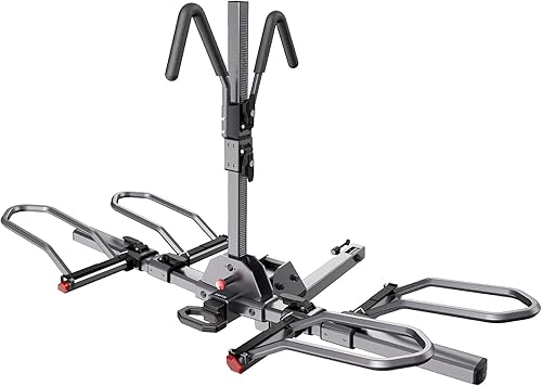 Miniatura 8 de KYX Soporte de bicicleta eléctrica montado en enganche de 220 libras, estilo plataforma de 2 bicicletas para autos, camiones, SUV, minivans, se Gris