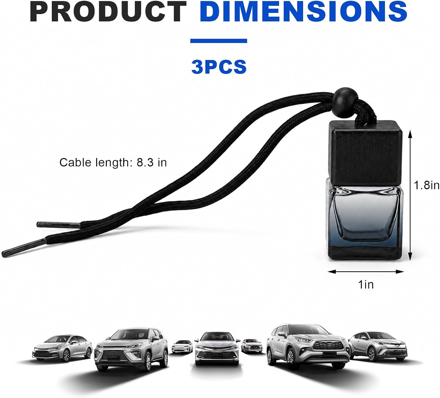 3 PCS Hanging Car Air Freshener, Empty Diffuser (Gradient Black) image 2