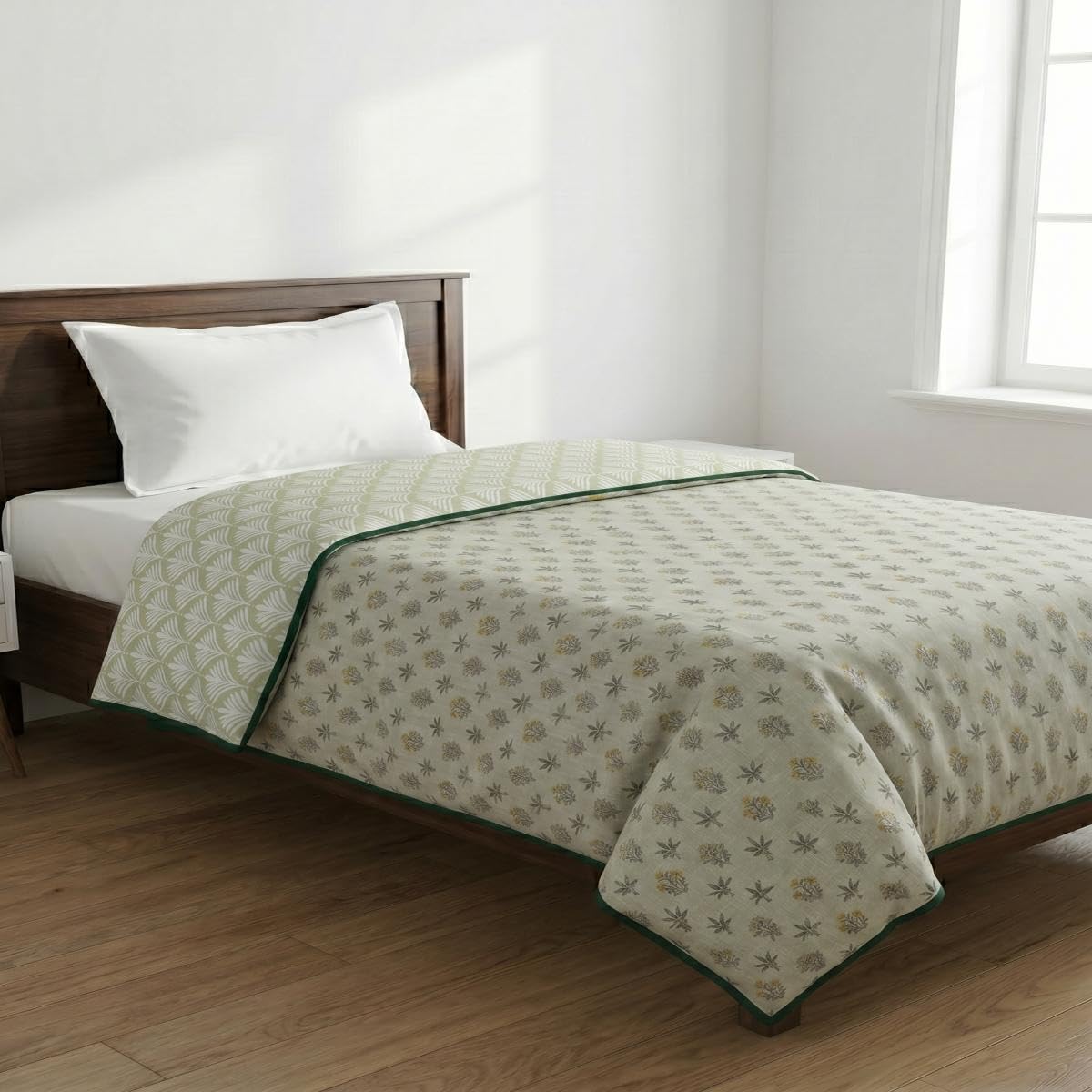 Mafatlal Sparsh Single Bed Cotton Dohar | 150 GSM | 152 x 228 cm | Reversible AC Comfort | Lightweight & Cozy | Tender Shoots-picture-30