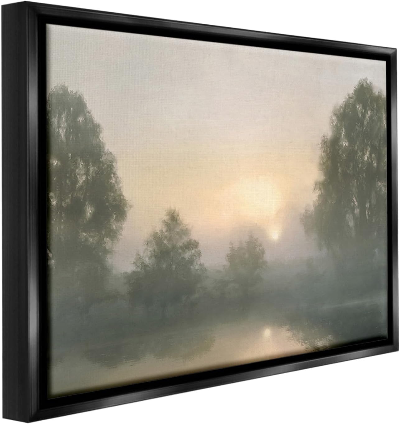 Stupell Industries Misty Pond Reflection Framed Floater Canvas Wall Art by Amber Sterling