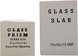 Labaura Rectangular Optical Glass Slab (75x50x18 mm) and Prism 50 * 50 MM | Glass Prism for Physics & Light Experiments*
