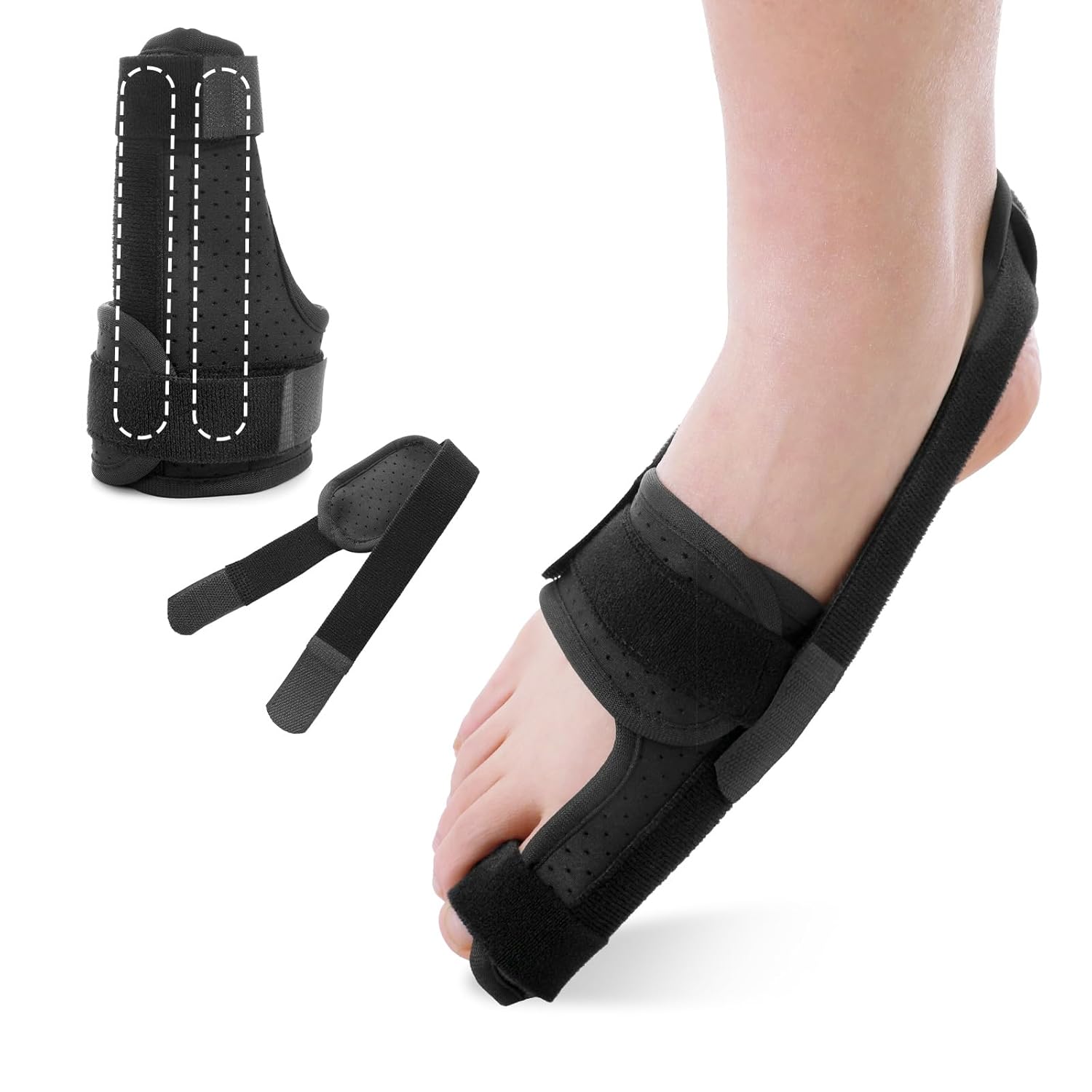 Product image of Broken Big Toe Splint Brace, Turf Toe Brace Support for Broken, Fracture, Sprains, Arthritis, Women & Men, with 2 Detachable Metal Plates - Right