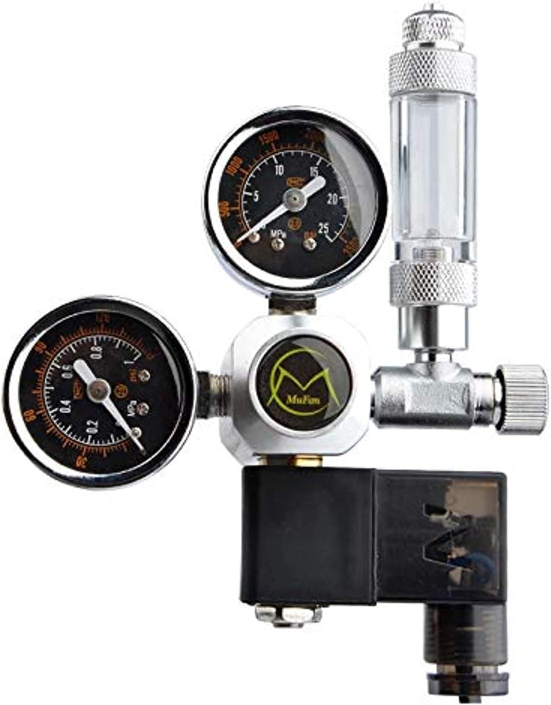 VAYINATO Mufan Dual Gauge Co2 Regulator with Solenoid and Bubble Counter with The Thread Size G 5/8