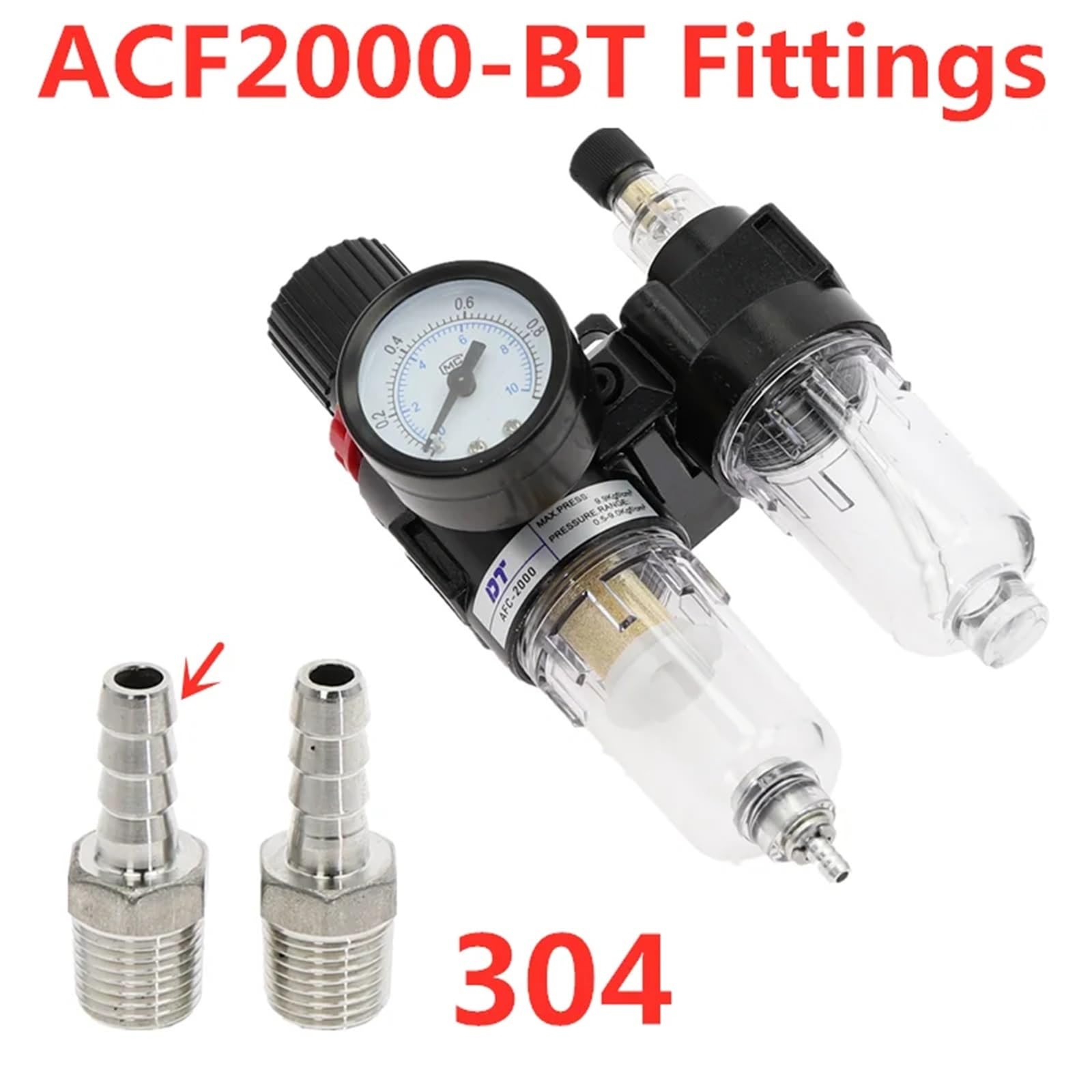 AFR2000 + AL2000 G1/4" AFC2000 separatore filtro regolatore acqua olio compressore aria(AFC2000-304-BT,10MM)