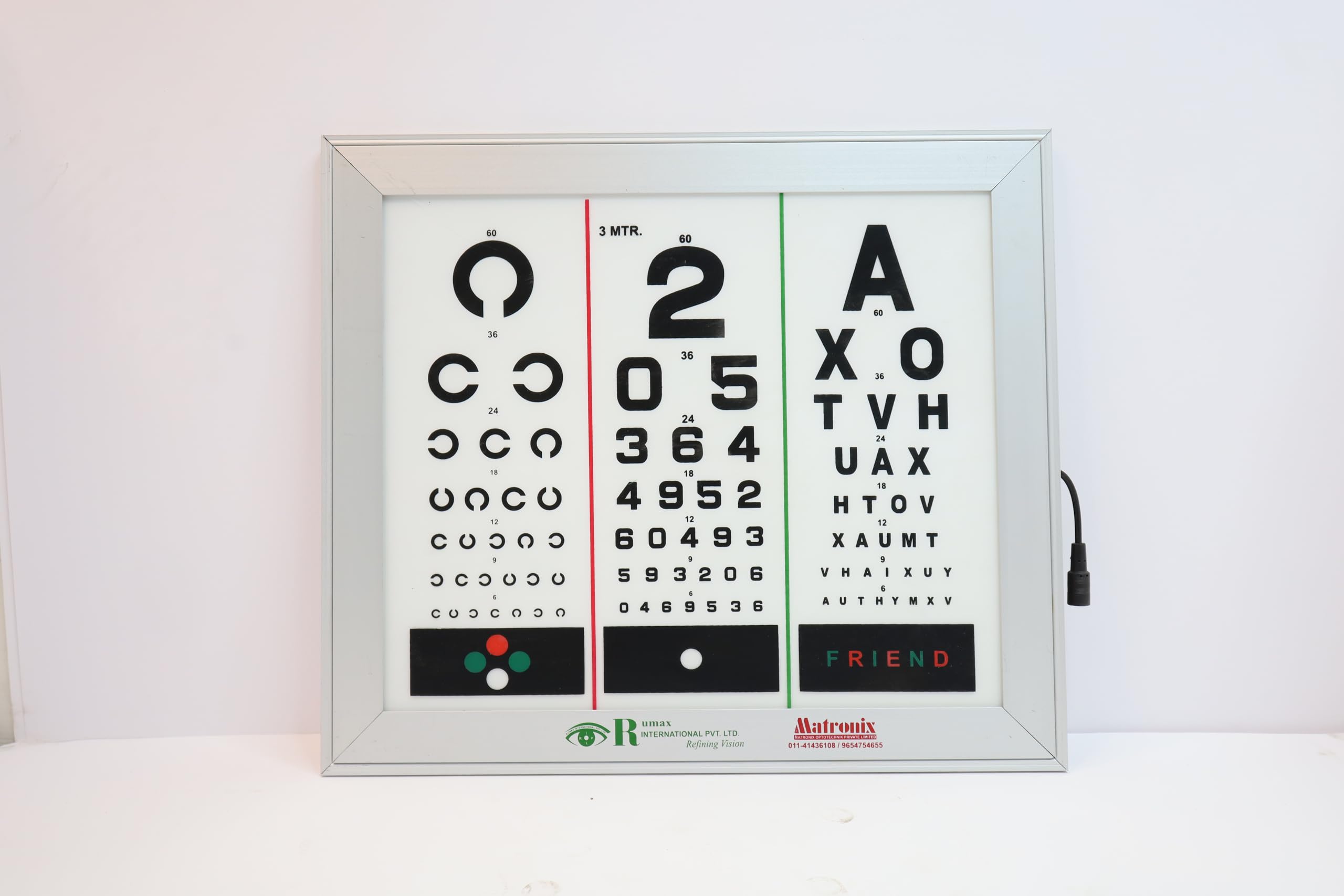 Vision Chart 3-Section by Matronix for Optometrist - Accurate Eye Examination Tool