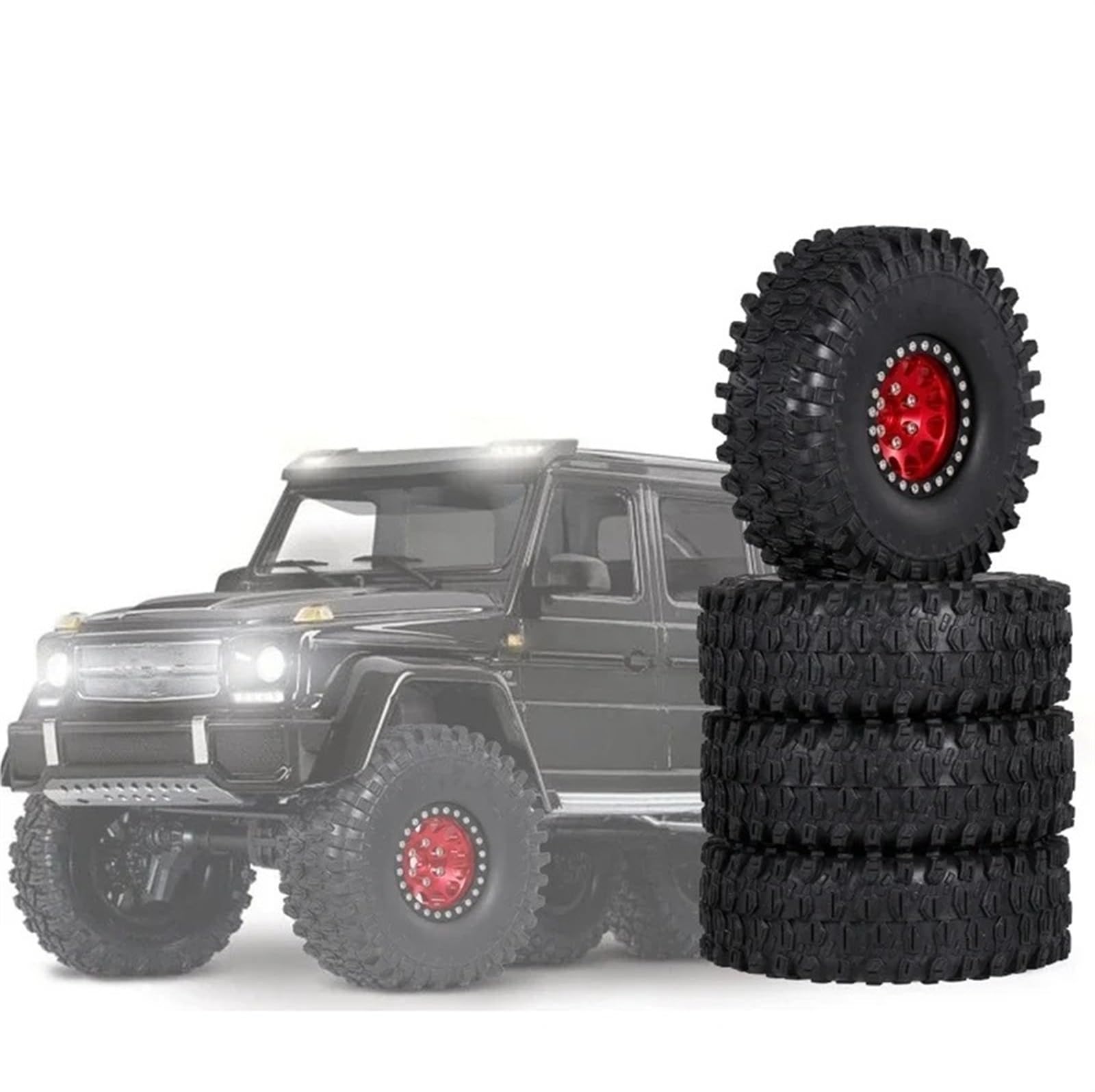 RC Pneus Jante Compatible avec Axial SCX10 90047 SCX10 III AXI03007 Lot De 4 Pneus De Jante De Roue À pour Talon en Métal 1.9 pour Voiture sur Chenilles RC 1/10