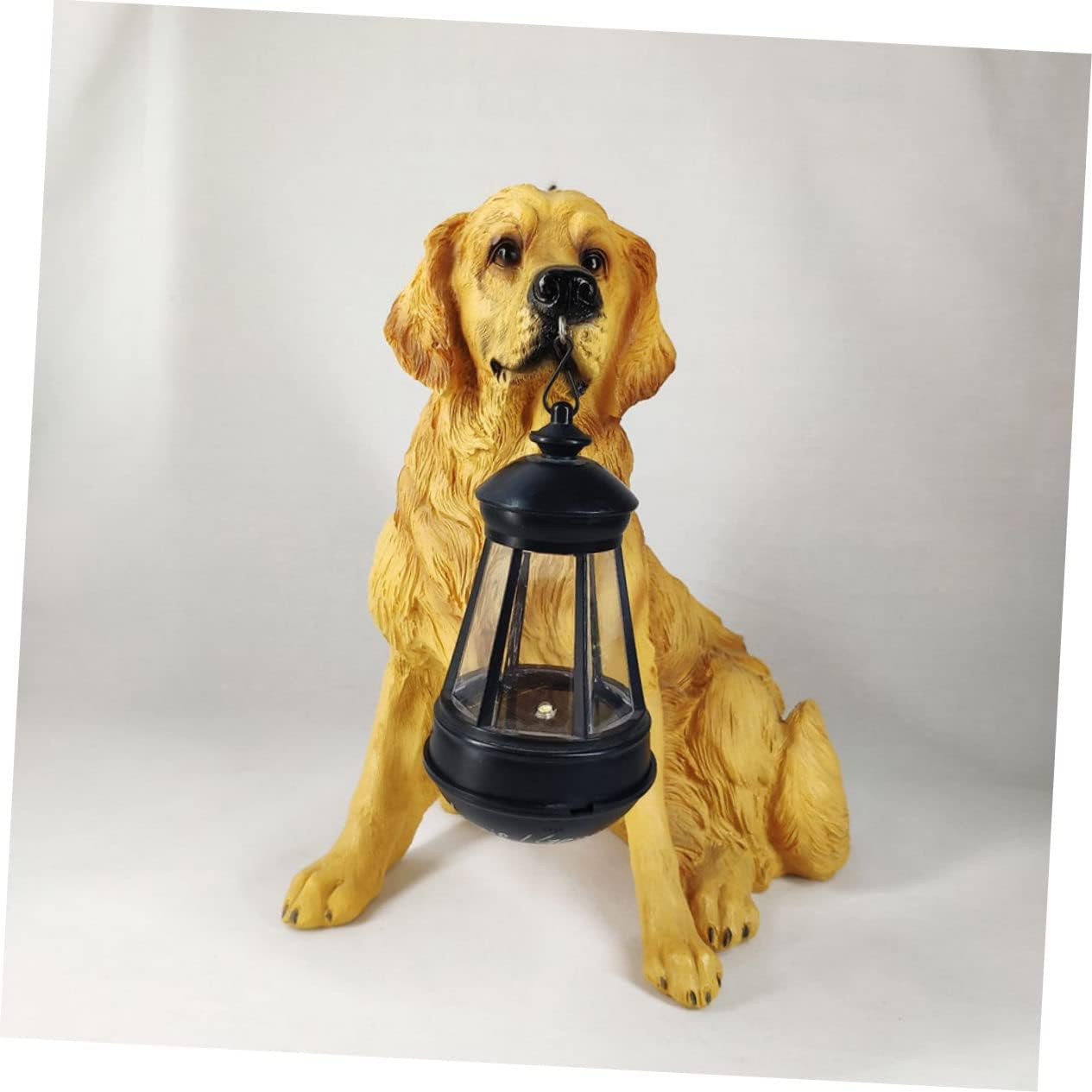 Lovely Dog Solar Lantern Warm Light Resin Dog Ornament for Outdoor Garden Decor Night Light for Patio Lawn Balcony Figurine for Home Decoration