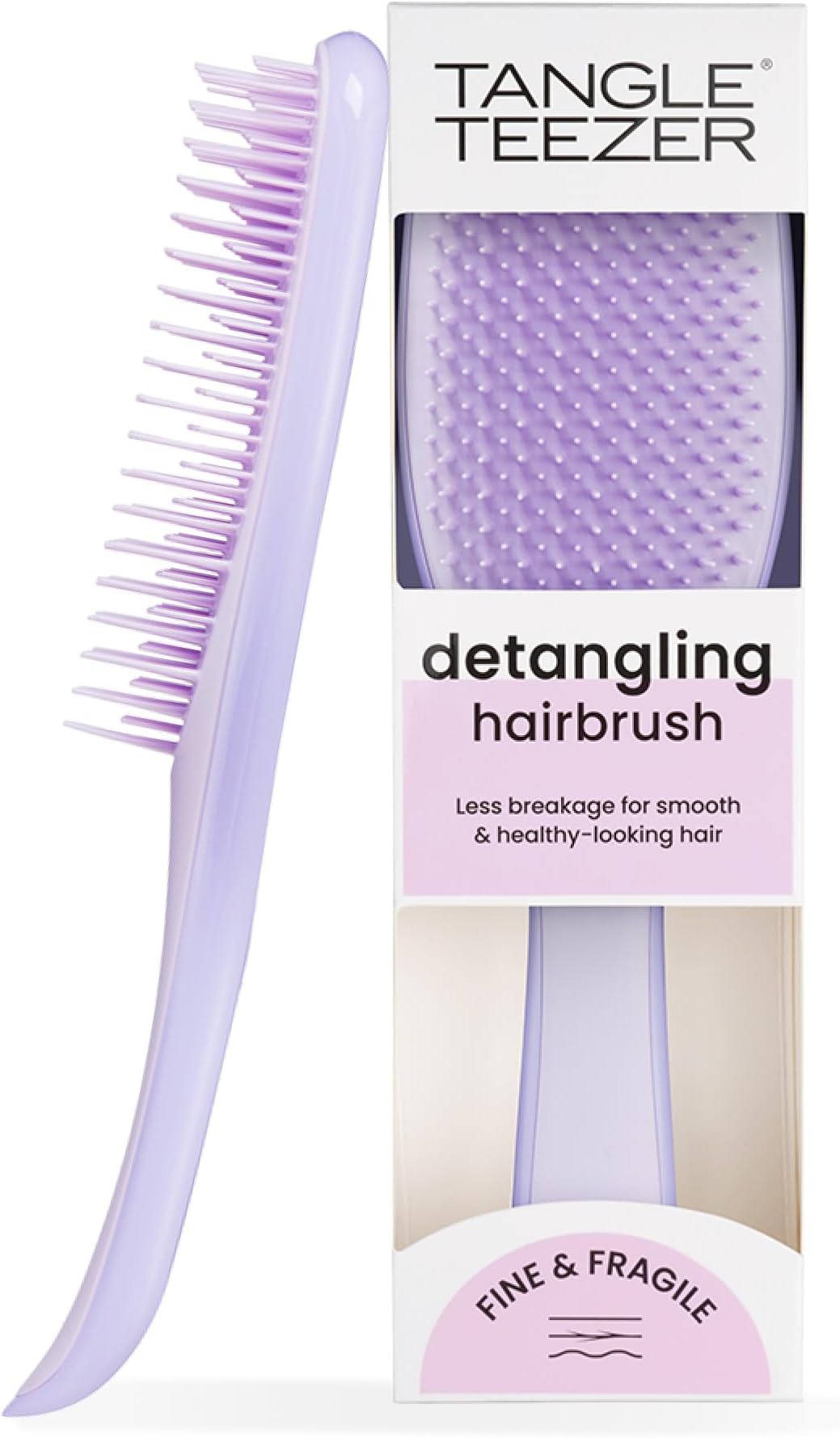 Tangle Teezer Fine and Fragile Ultimate Detangler Hairbrush for Coloured, Fine & Thin Hair - Two-Tiered Soft Flex Teeth Reduce Breakage & Pulling - Gentle on Delicate Hair - Hypnotic Heather