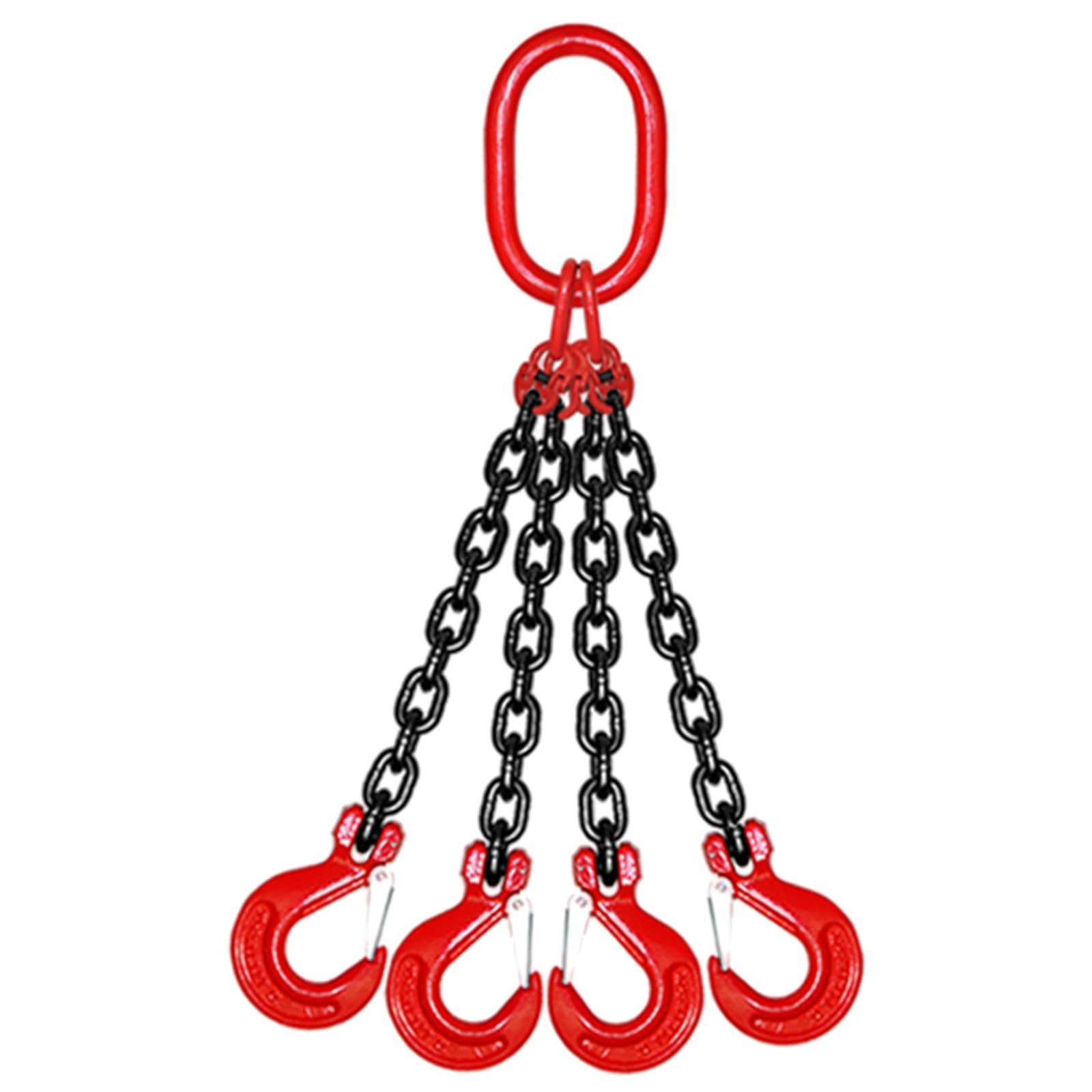 Lifting Chains with Hooks, Heavy Duty G80 Mn Steel Chain Sling 4 Leg Grab Hooks/Lifting Ring, Industrial Grade Lift Chain Sling for Forklift Hoist Crane(Load 4.7 Ton L 2 M (6.6 FT) 4 Hook)