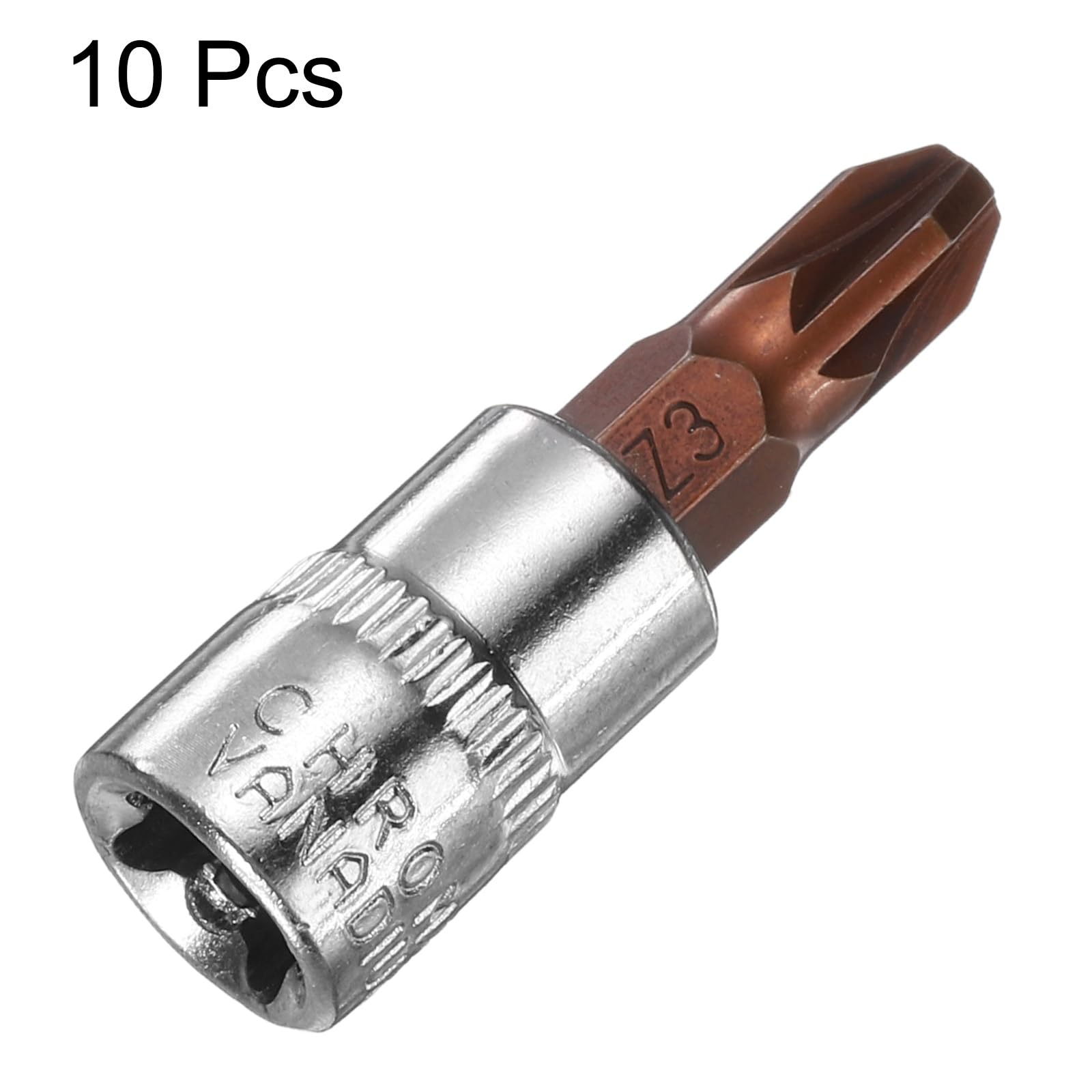 HARFINGTON PZ3 Kreuzschlitz-Bit-Stecknuss-Set – 10 Stück, 1/4 Zoll Antrieb, S2 & CR-V Stahl, Silber/rot