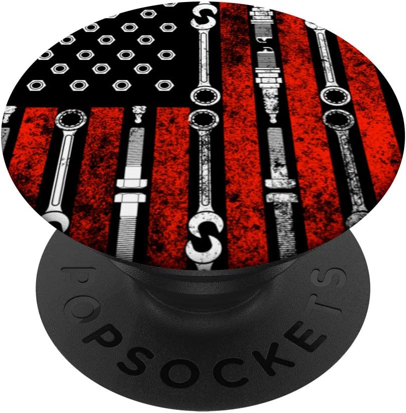 Patriotic Car Mechanic Motorcycle Tools American Flag Gift PopSockets PopGrip: Swappable Grip for Phones & Tablets